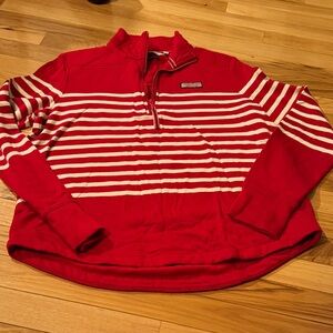 Vineyard Vines Red and White Striped Half-Zip Tank Top